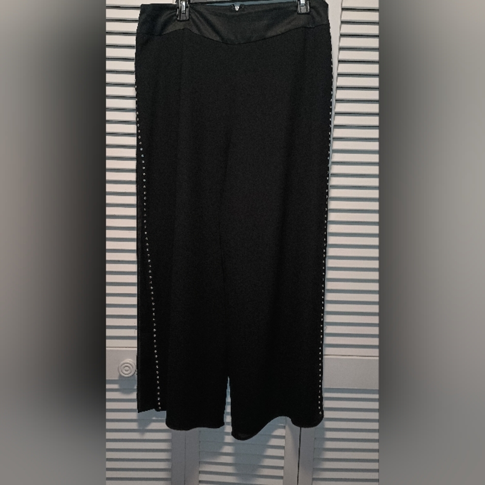 Elegant JC Collection Black Women's Pants with Rhinestone Detailing